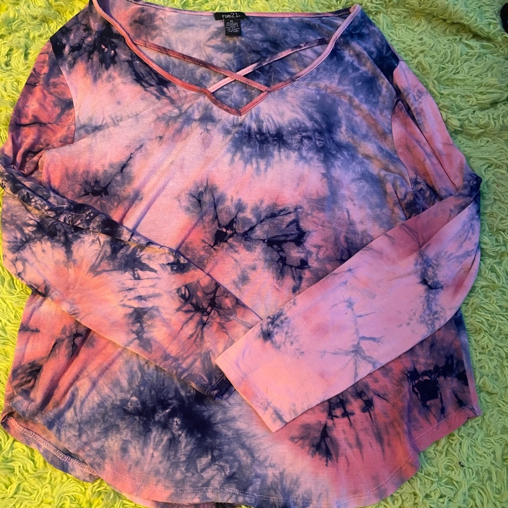 Cute, Crossed Front, Rue21, TieDye, Long Sleeved Shirt